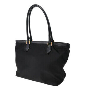 Prada Handbag Black Nylon Bag Leather Tote